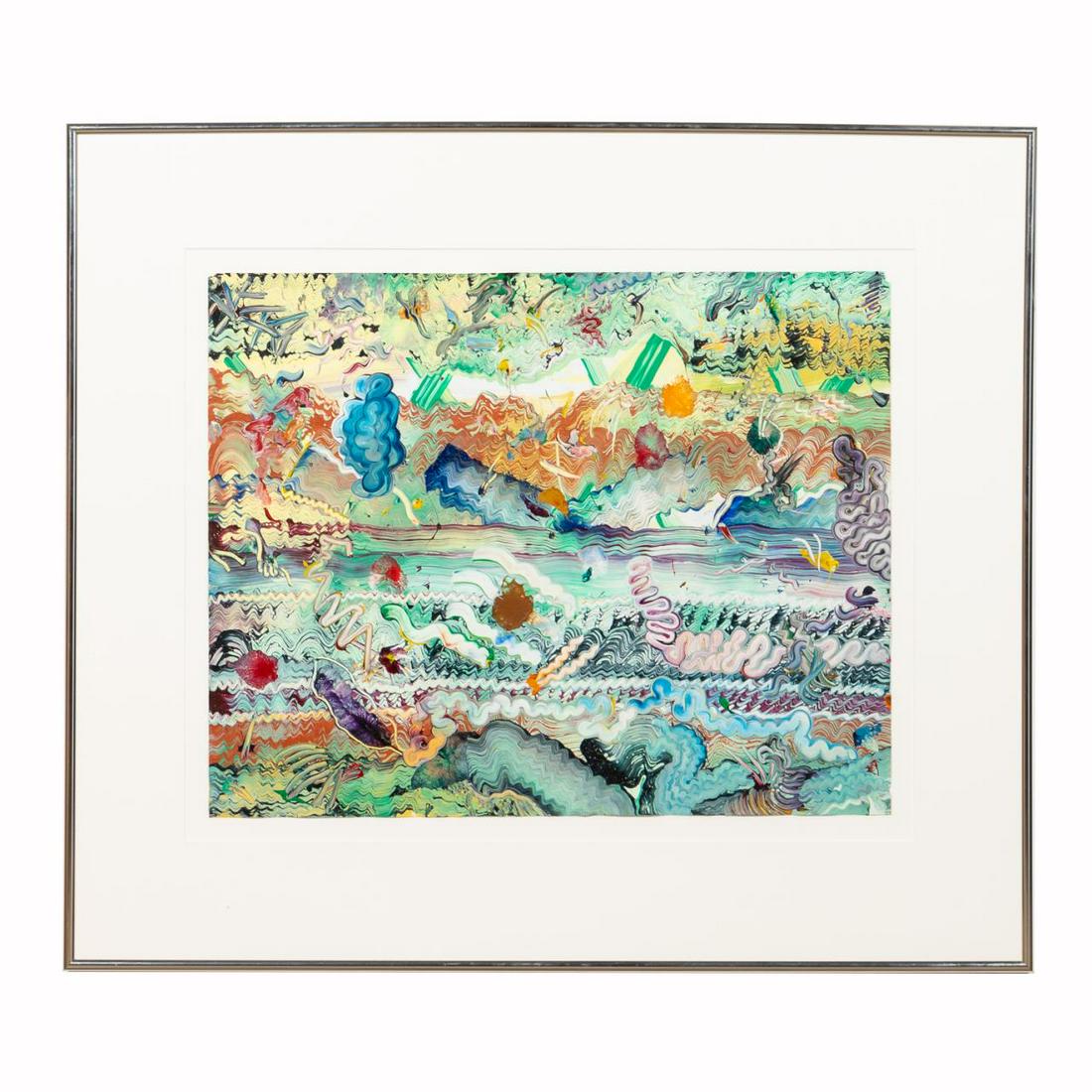 HERB CREECY, ABSTRACT OIL ON PAPER, FRAMED (1 of 4)