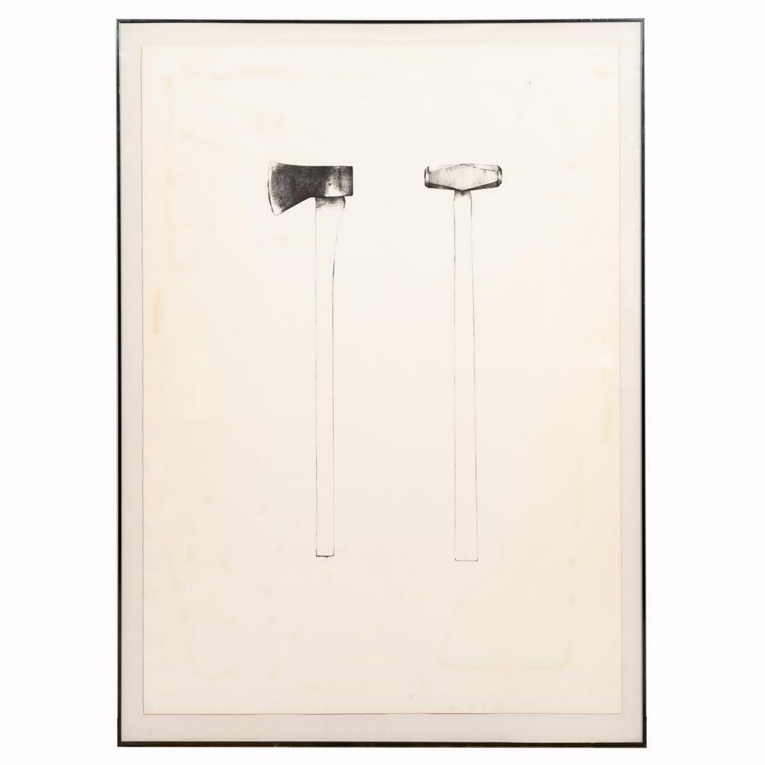 JIM DINE "SLEDGEHAMMER & AXE" LITHOGRAPH, 1971 (1 of 4)