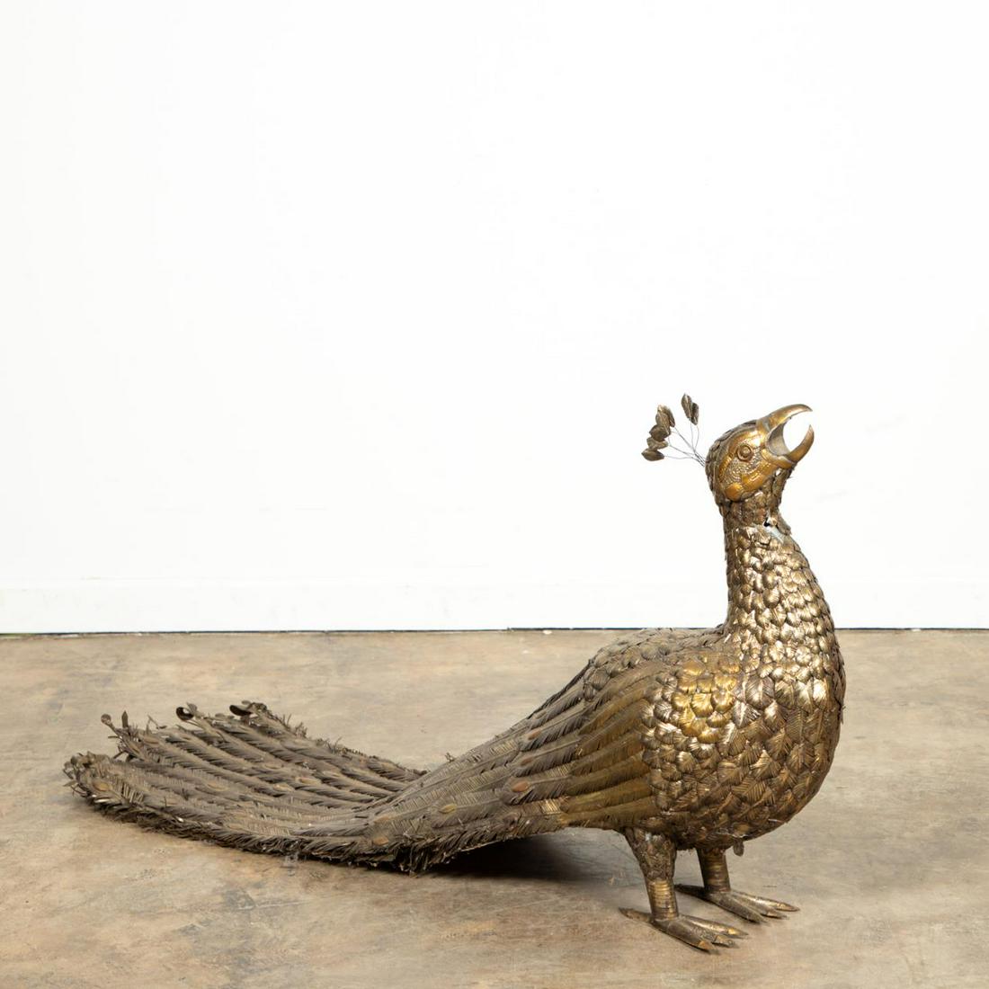 SERGIO BUSTAMANTE GILT METAL PEACOCK SCULPTURE (1 of 7)