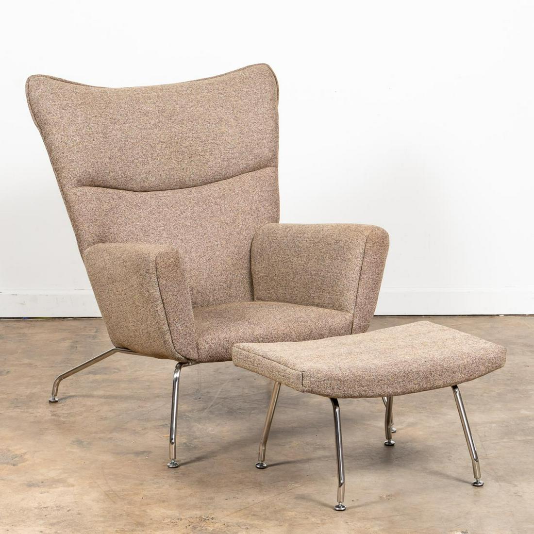 HANS WEGNER WING LOUNGE CHAIR & OTTOMAN (1 of 4)