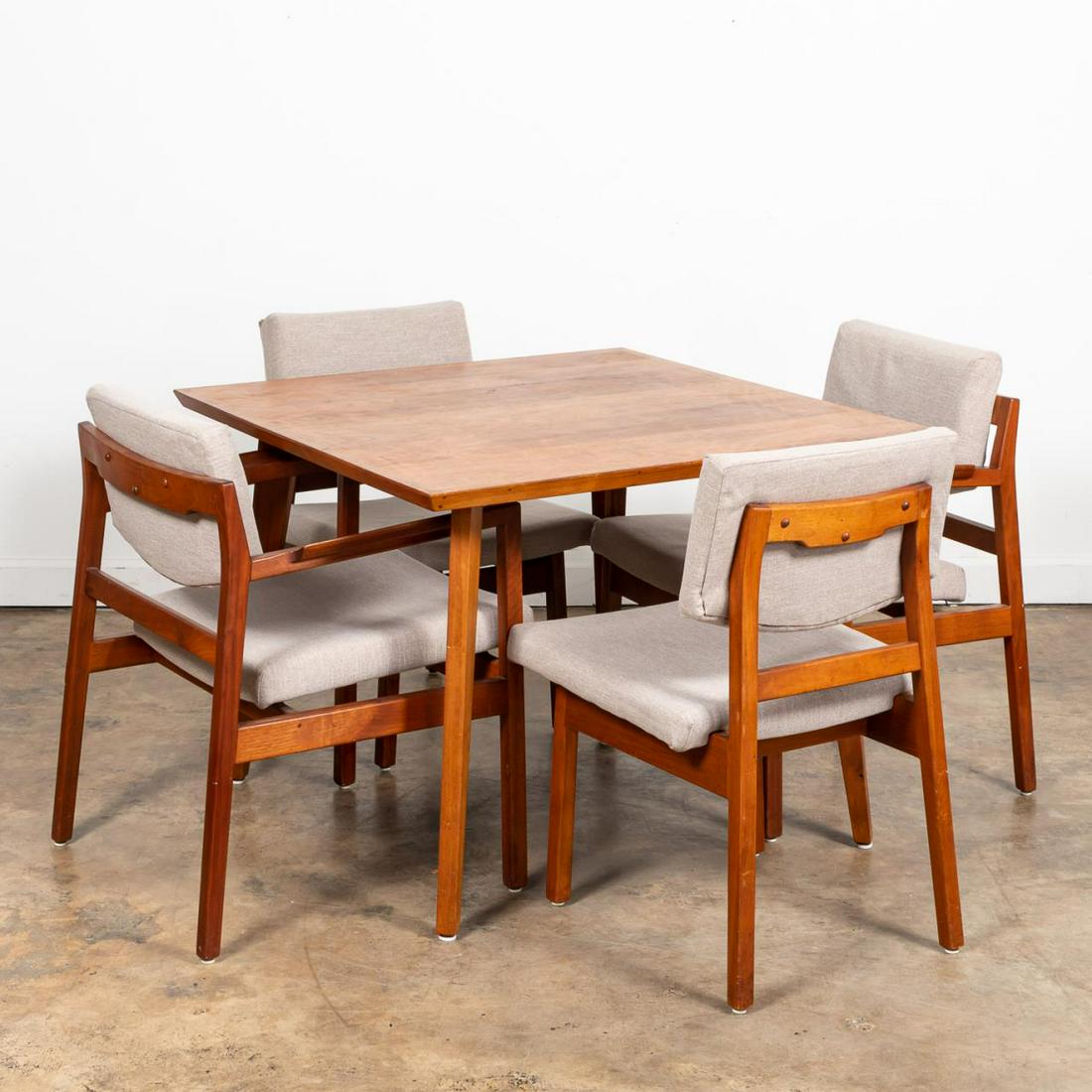 5PC JENS RISOM SET, FOUR WALNUT CHAIRS & TABLE (1 of 7)
