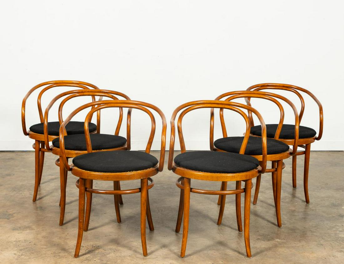 SET 6 THONET BENTWOOD & CANE DINING CHAIRS (1 of 3)