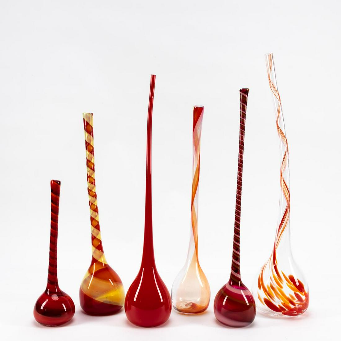 6PCS, MICHAEL ANCHIN BLOWN ART GLASS, DARK REDS (1 of 5)