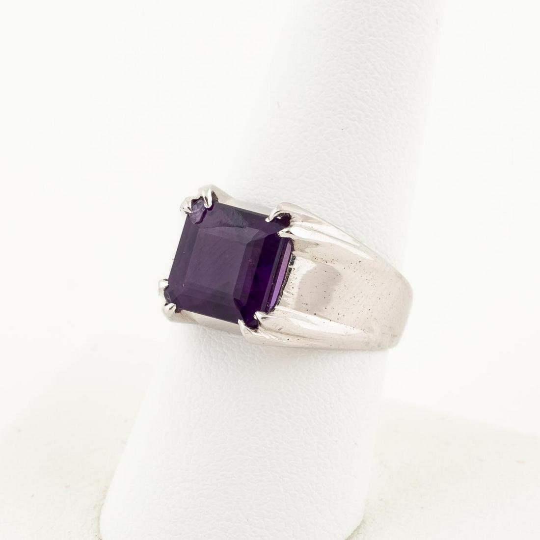 MEN'S AMETHYST AND 10K WHITE GOLD RING (1 of 6)