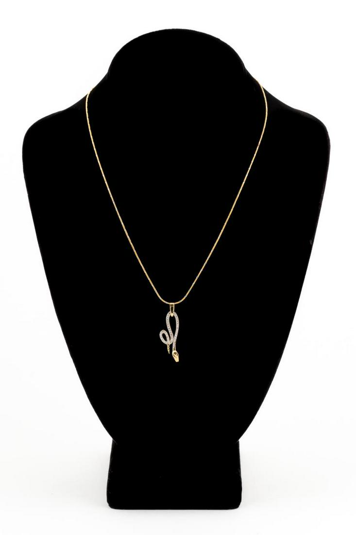14K YELLOW GOLD SNAKE PENDANT & NECKLACE (1 of 7)