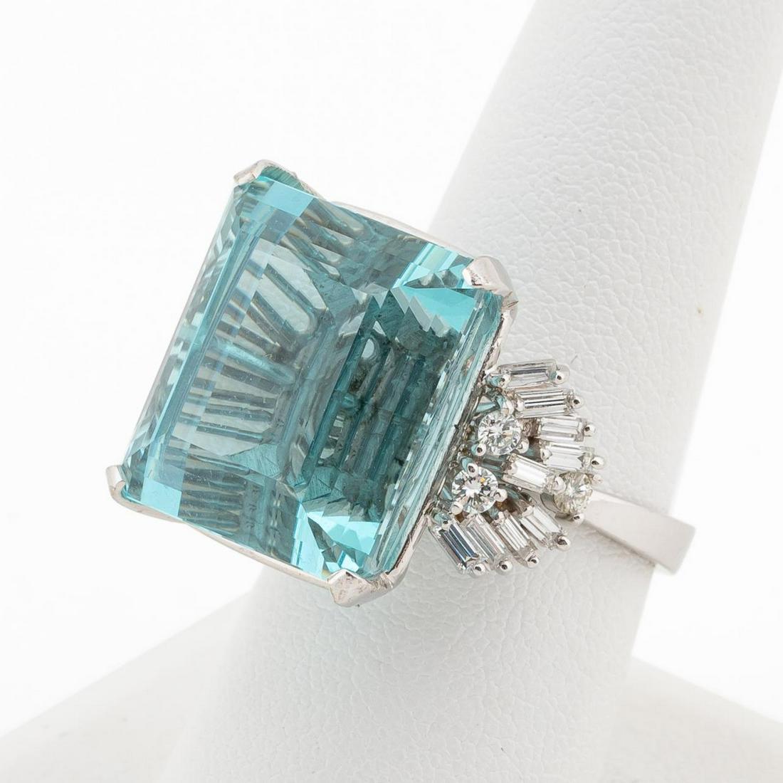 29 CTW AQUAMARINE, DIAMOND AND WHITE GOLD RING (1 of 6)