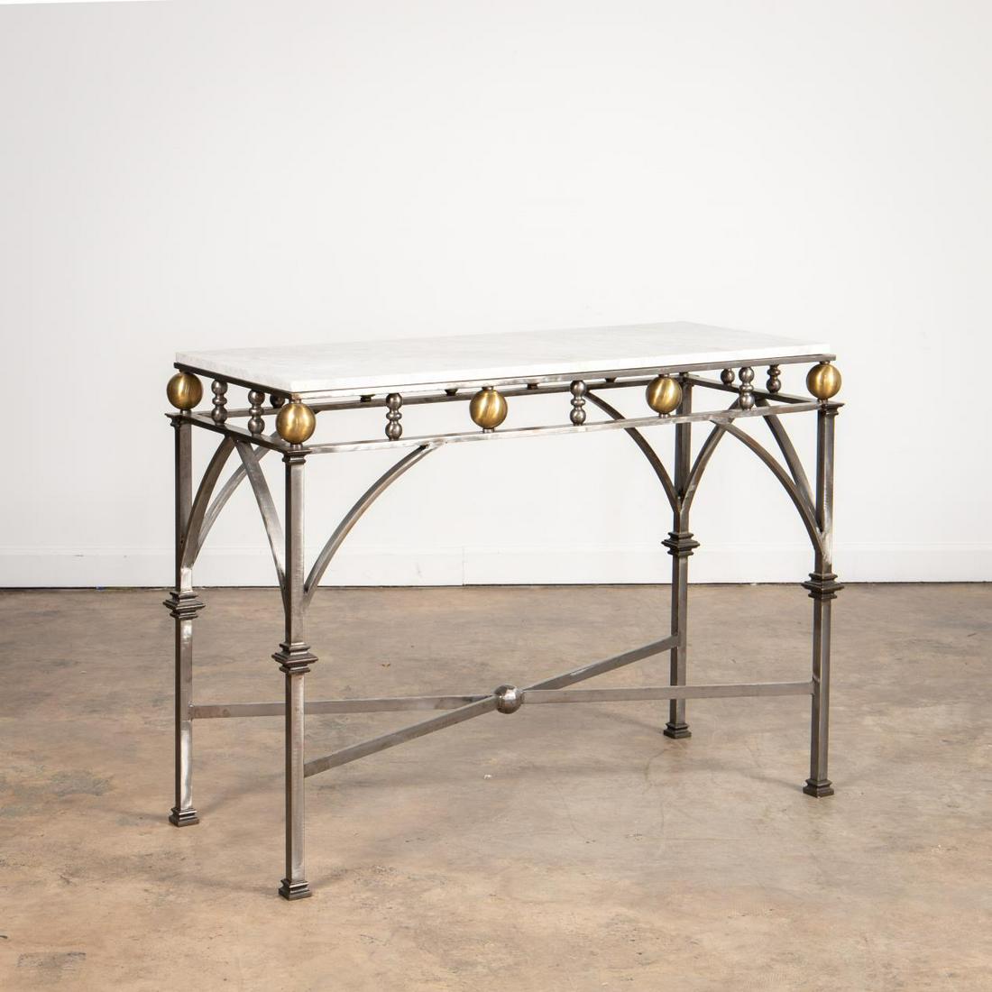 MODERN MARBLE TOP STAINLESS & BRASS CONSOLE TABLE (1 of 5)