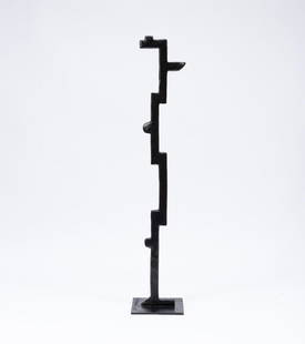 TOM CORBIN, ABSTRACT BRONZE SCULPTURE, 2016: Thomas Corbin (American, born 1954). "Abstract Totem" -2016, bronze. Signed, dated and editioned as AP 1 on base. Approx. h. 25.5"