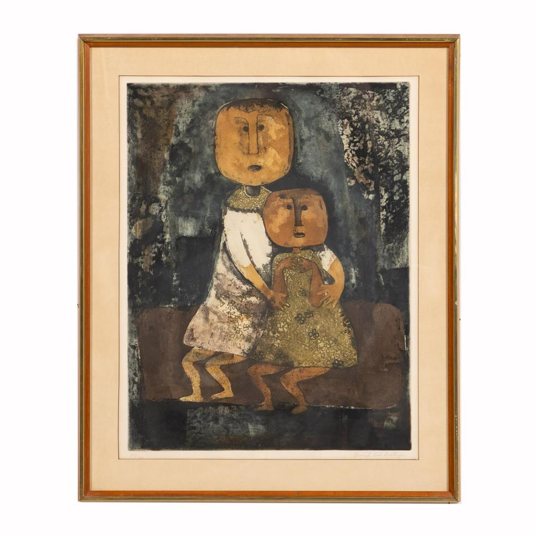 BOULANGER MODERN FIGURAL COLOR ETCHING, FRAMED (1 of 4)