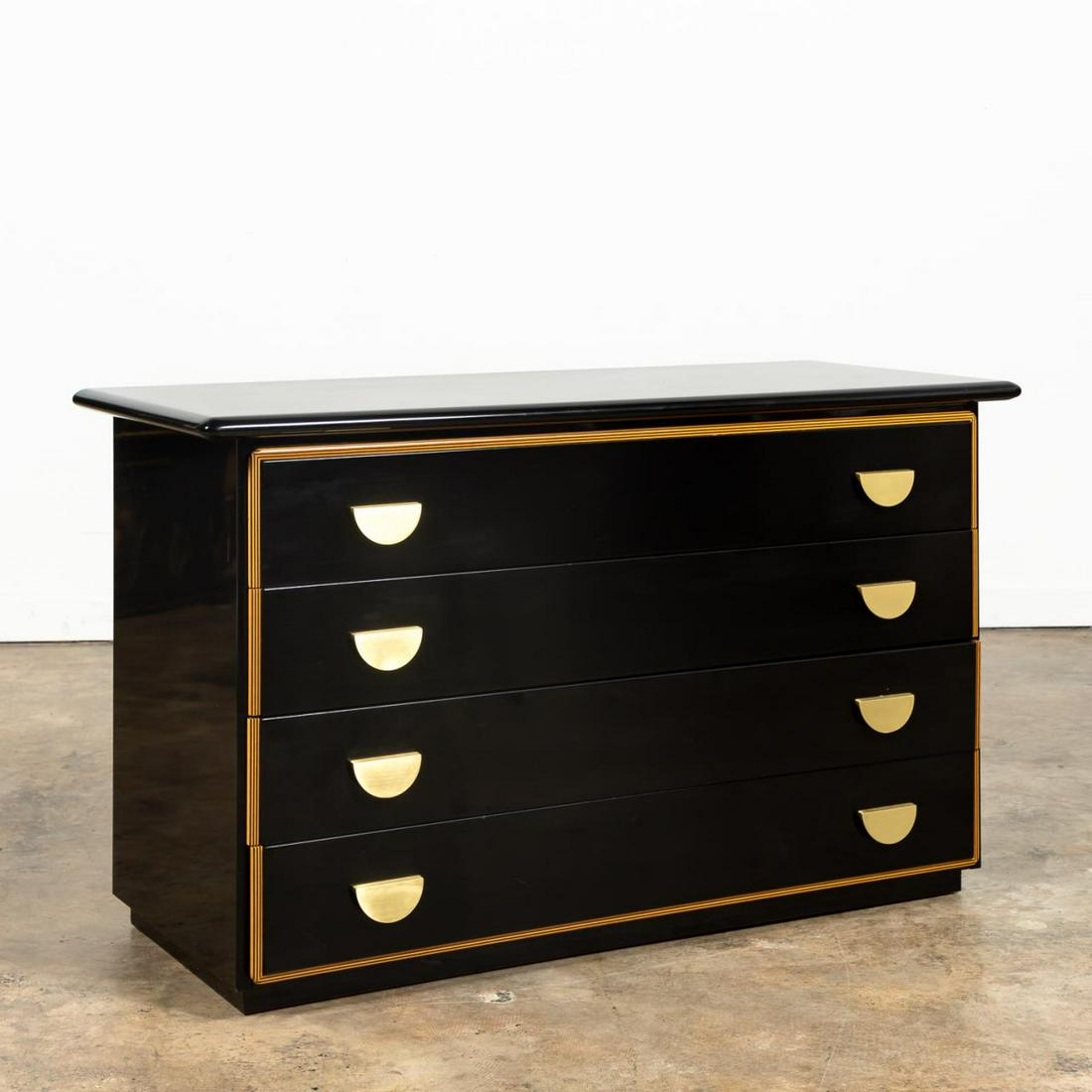 MAURICE VILLENCY BLACK LACQUER CHEST OF DRAWERS (1 of 9)