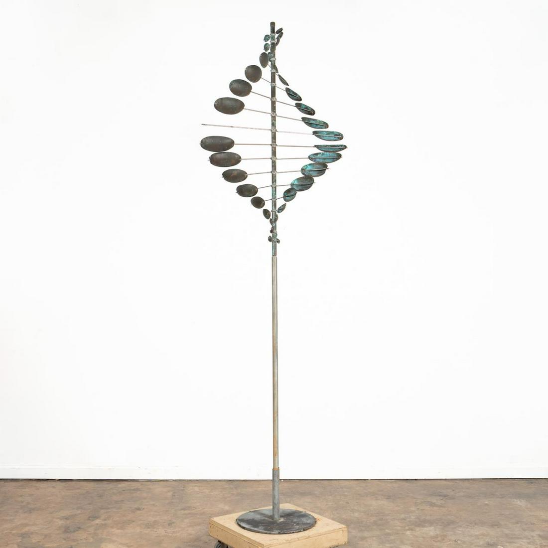 COPPER & METAL KINETIC GARDEN SCULPTURE ON STAND (1 of 10)