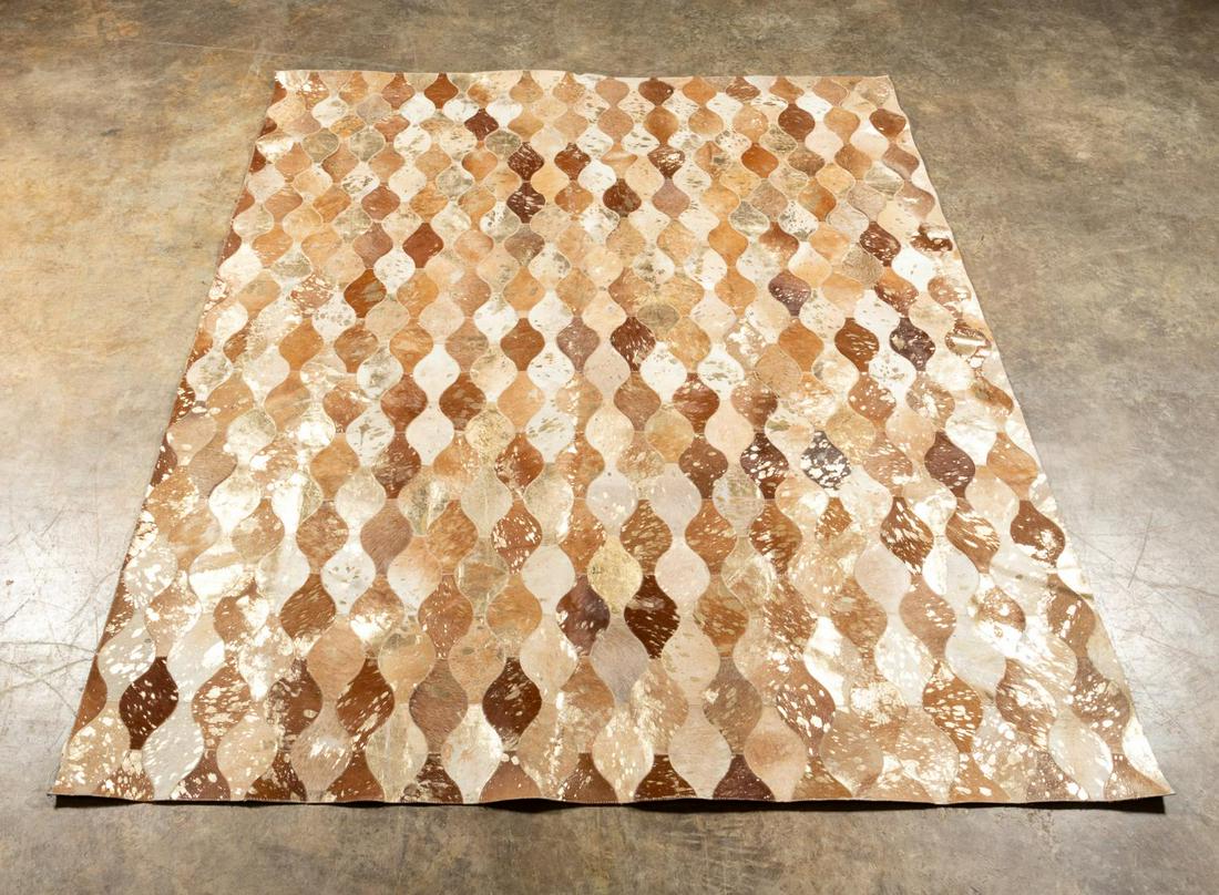 SURYA MODERN PATCHWORK TAN & GOLD RUG 117" X 96" (1 of 8)