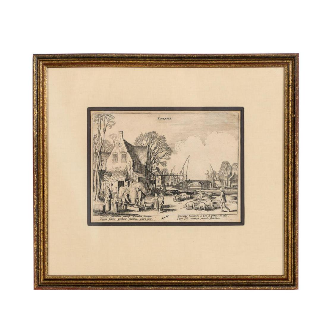 JAN VAN DE VELDE, "NOVEMBER" ETCHING, FRAMED (1 of 5)