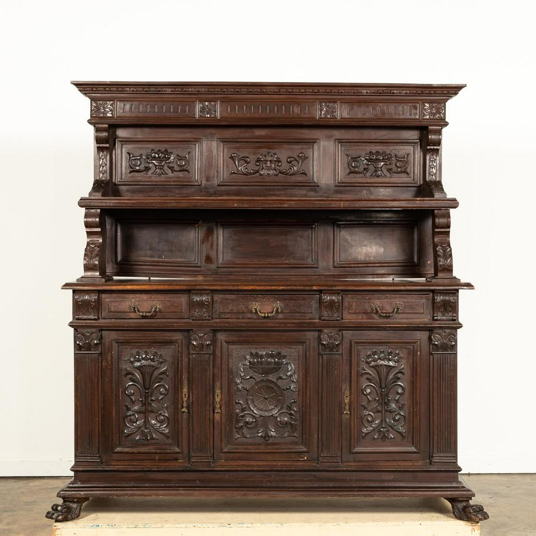 CONTINENTAL HENRI II-STYLE CARVED WALNUT SERVER (1 of 7)