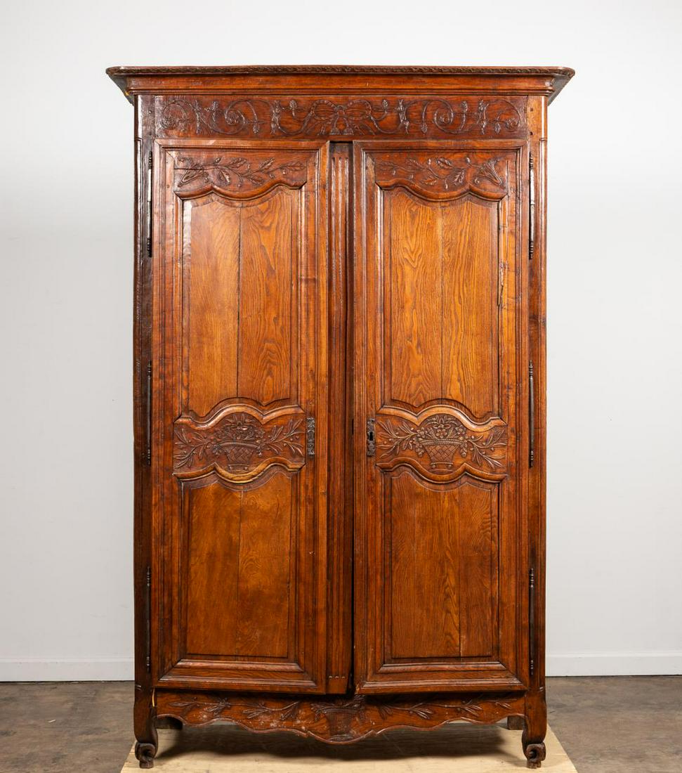 19TH C. FRENCH PROVINCIAL OAK ARMOIRE (1 of 6)