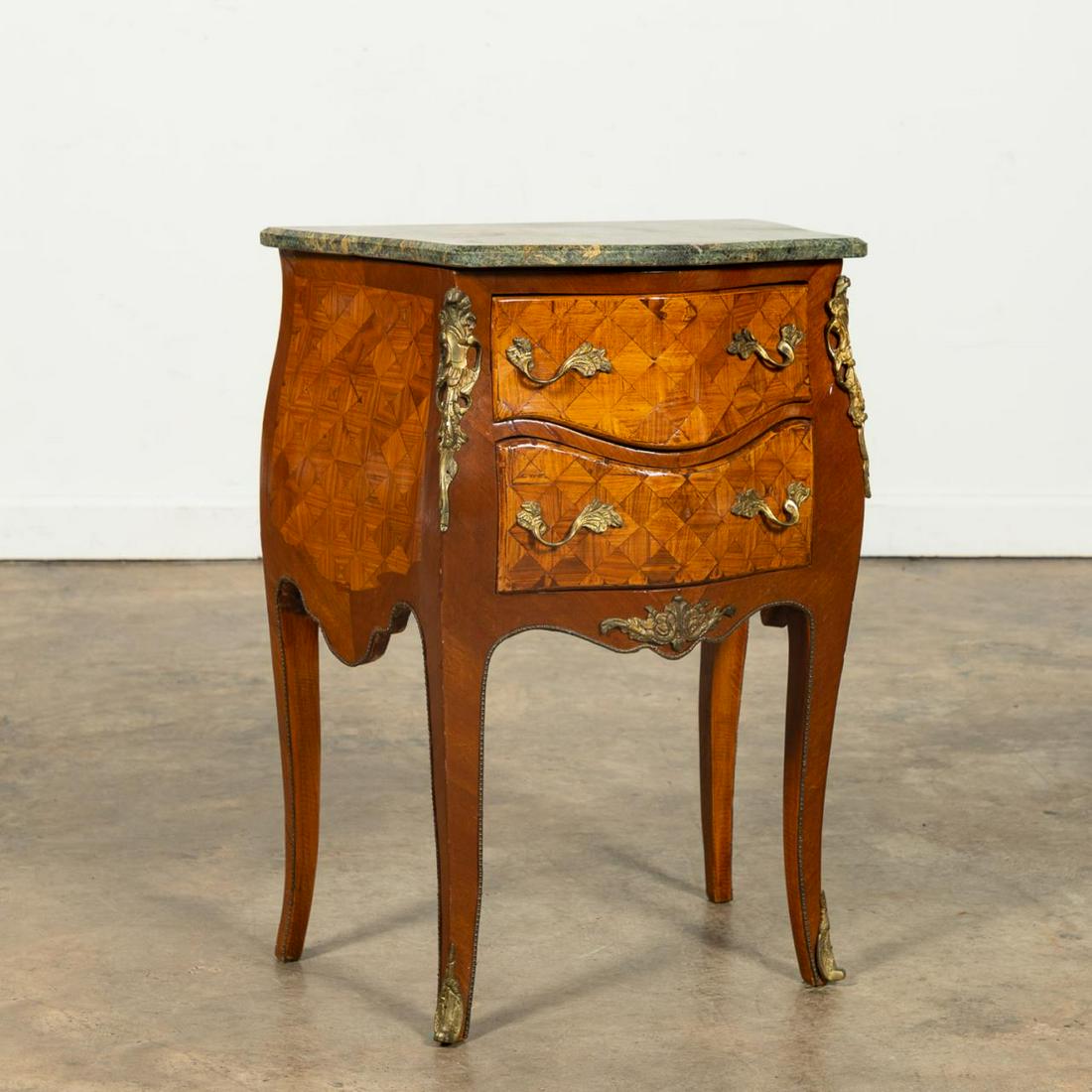 LOUIS XV-STYLE PARQUETRY INLAID TWO-DRAWER COMMODE (1 of 7)