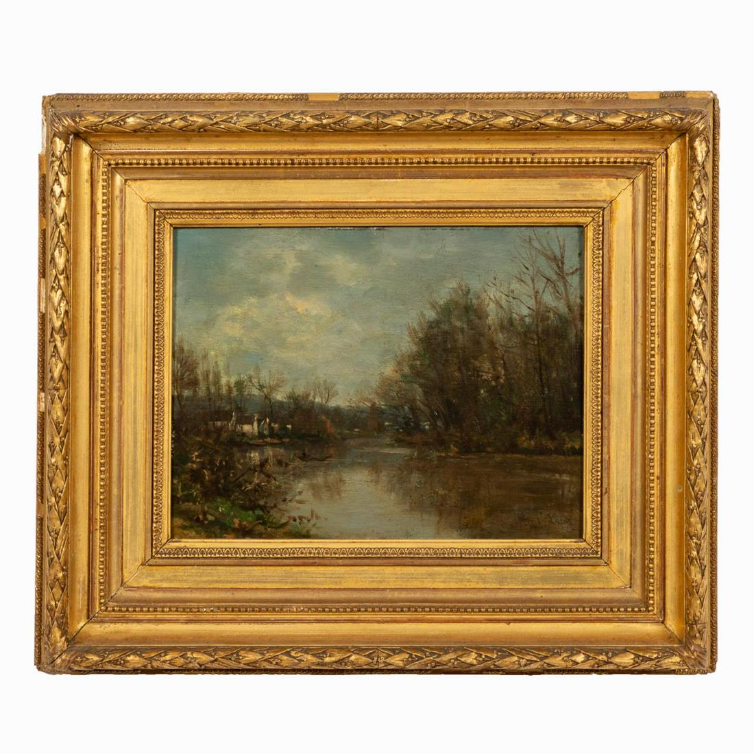 CONTINENTAL SCHOOL RIVER LANDSCAPE, GILTWOOD FRAME (1 of 3)