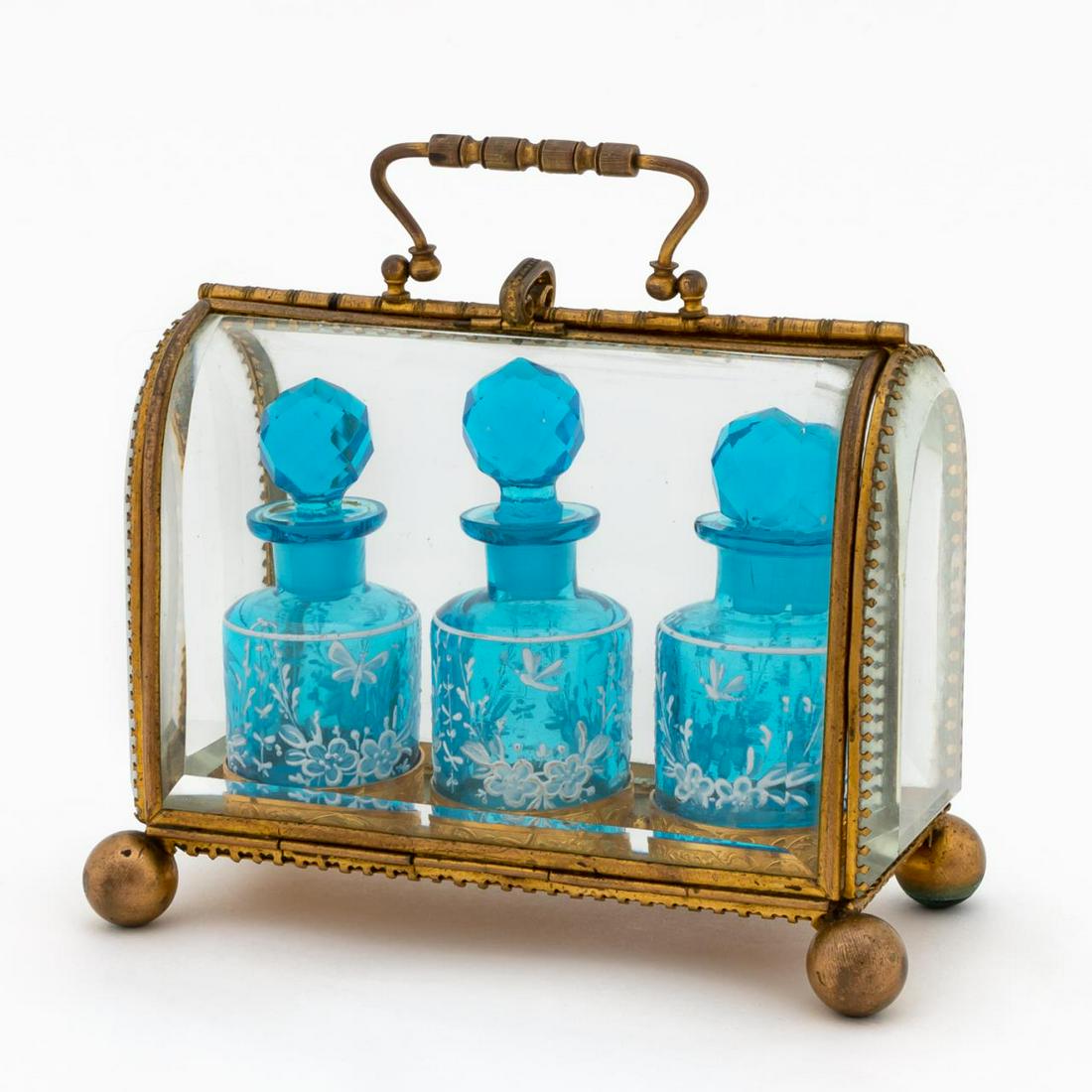 19TH C. FRENCH BRONZE THREE-BOTTLE PERFUME CASKET (1 of 5)