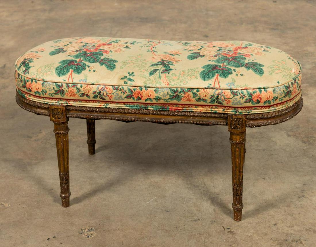 LOUIS XVI-STYLE FLORAL UPHOLSTERED FOOTSTOOL (1 of 5)