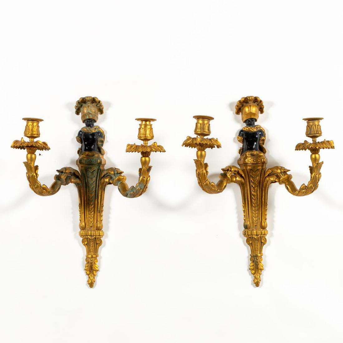 PR., LOUIS XVI STYLE GILT BRONZE TWO-LIGHT SCONCES (1 of 6)