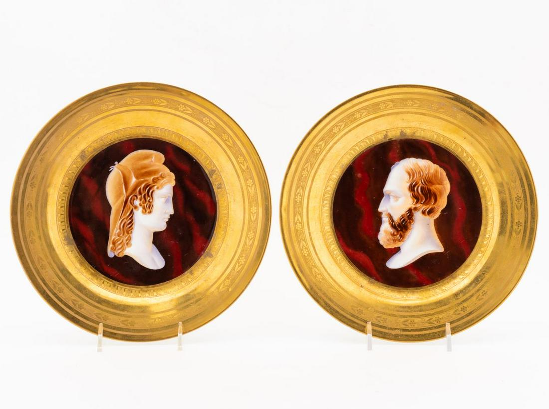 E 19TH C. PR, DENUELLE A PARIS GILT CAMEO PLATES (1 of 4)
