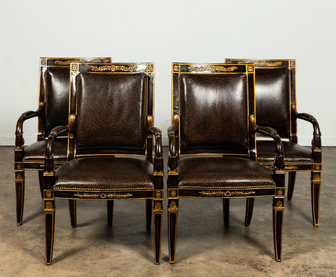 SET, 4 FERGUSON COPELAND EBONIZED & GILT ARMCHAIRS (1 of 4)