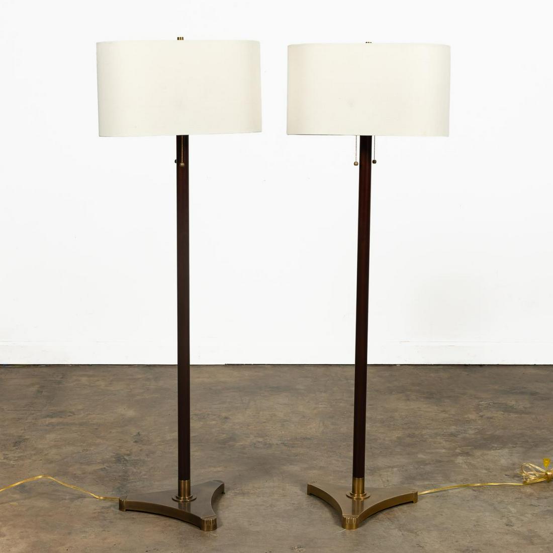 PAIR, VISUAL COMFORT WOODEN & BRASS FLOOR LAMPS (1 of 7)
