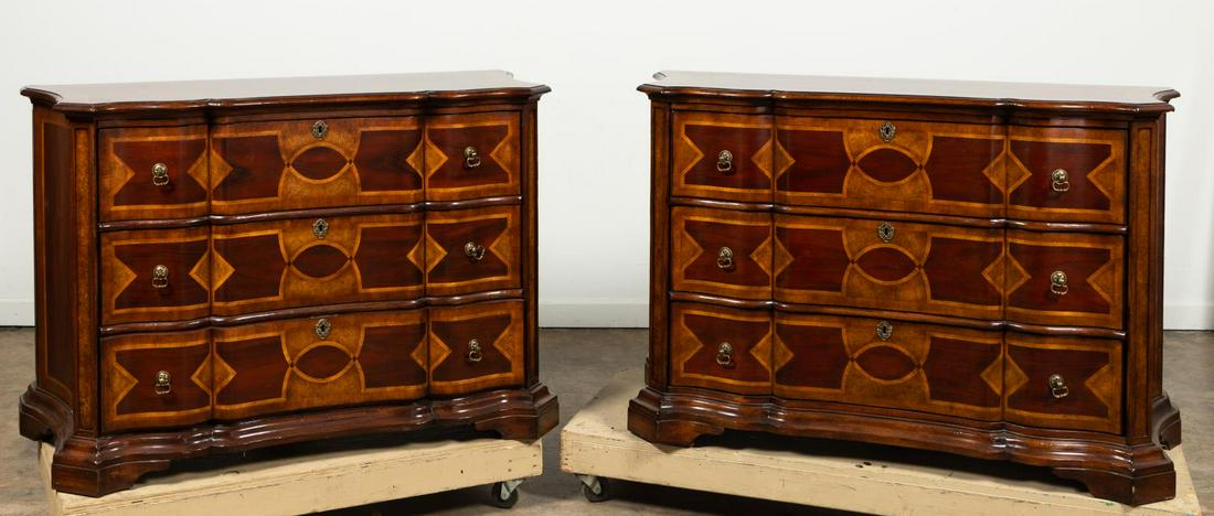 PAIR, DREXEL 3-DRAWER SERPENTINE COMMODES (1 of 7)