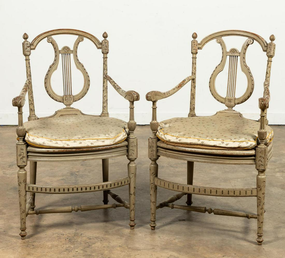 PR ITALIAN NEOCLASSICAL-STYLE DISTRESSED ARMCHAIRS (1 of 8)