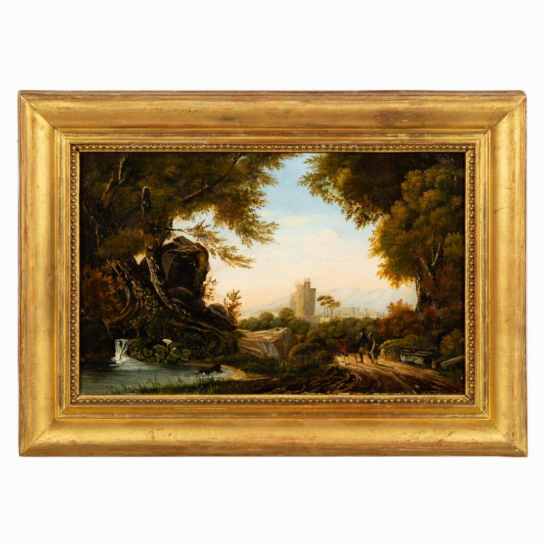 19TH C. ITALIAN CAPRICCIO, OIL ON CANVAS, FRAME (1 of 3)