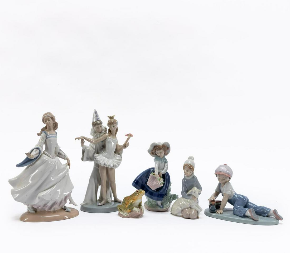 LLADRO, GROUP OF SIX PORCELAIN ANIMALS & FIGURES (1 of 9)