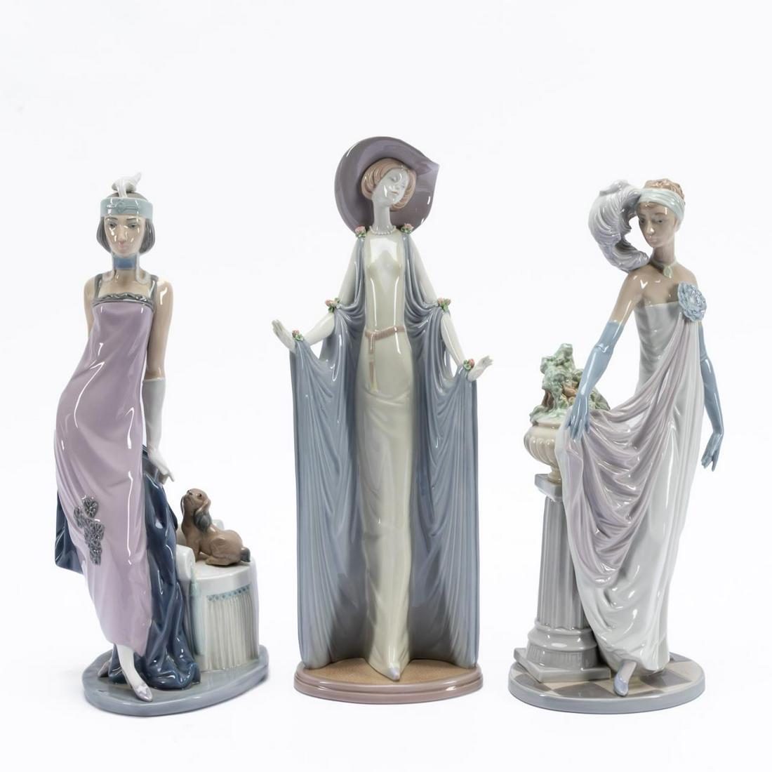 LLADRO, GROUP OF THREE FEMALE FIGURINES (1 of 9)