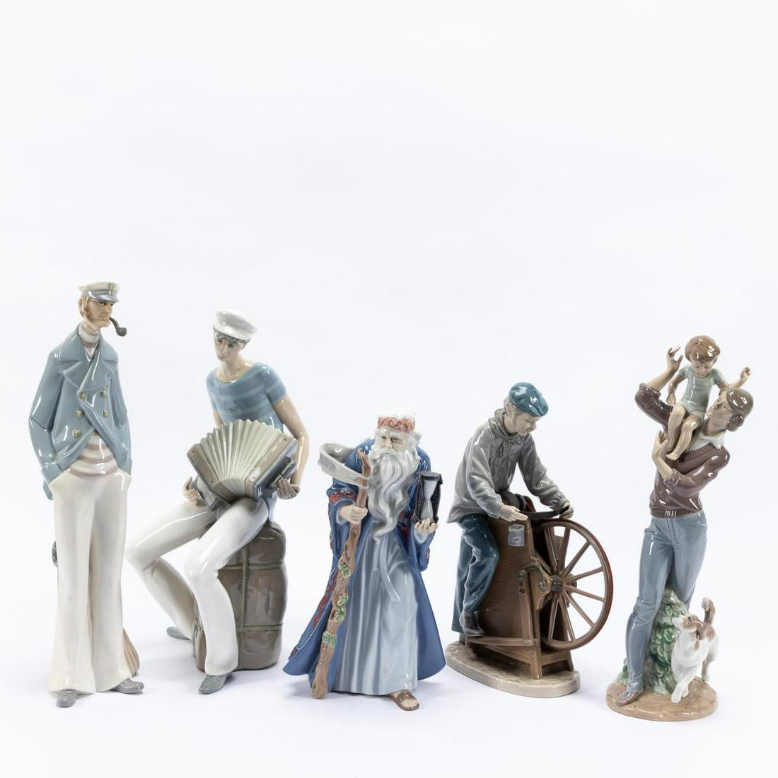 LLADRO, GROUP OF FIVE MALE PORCELAIN FIGURINES (1 of 11)