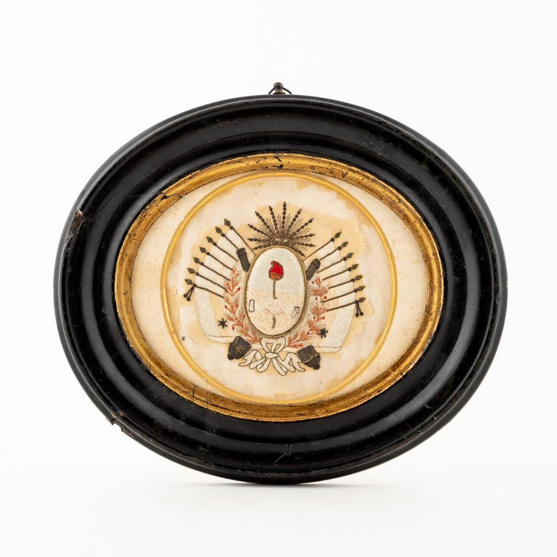 19TH C. FRAMED SILK EMBROIDERED ARMS OF ARGENTINA (1 of 4)