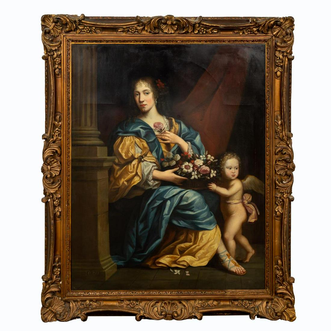 CONTINENTAL SCHOOL, PORTRAIT OF LADY WITH PUTTO (1 of 4)