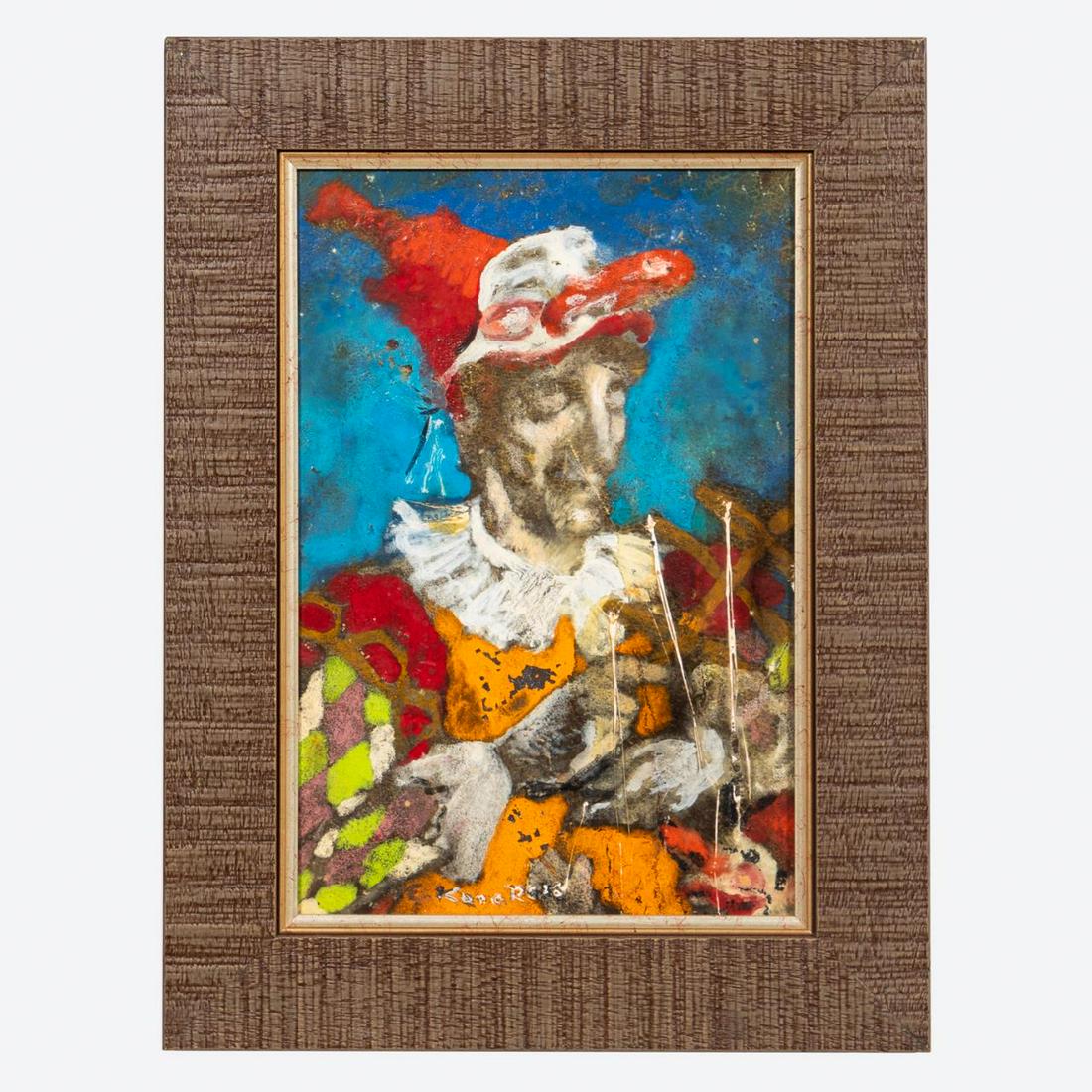 ELIASZ KANAREK, CLOWN & MARIONETTE ENAMEL PAINTING (1 of 4)