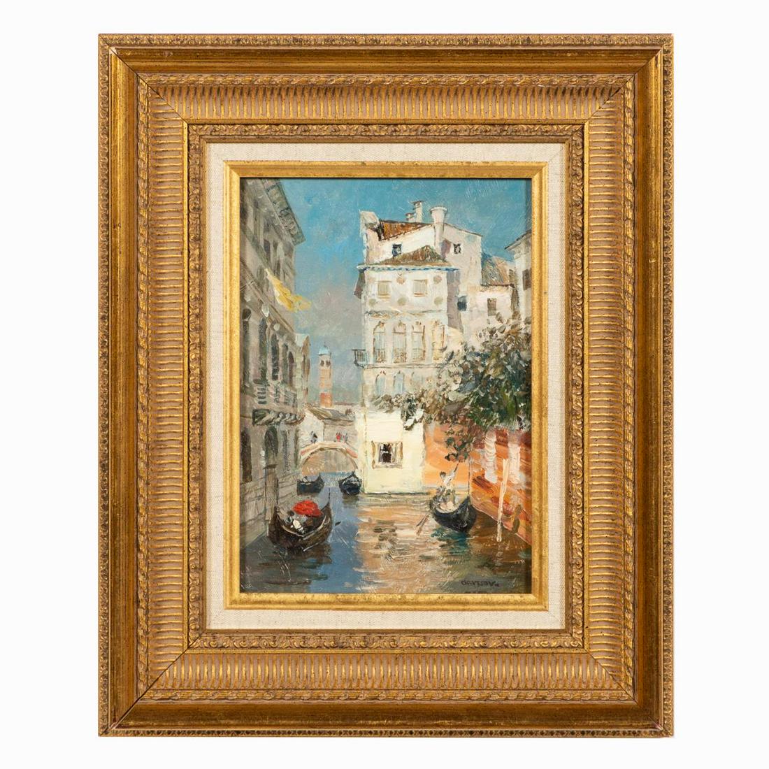 MIKAIL CHEVTSOV, VENETIAN CANAL OIL ON PANEL (1 of 3)