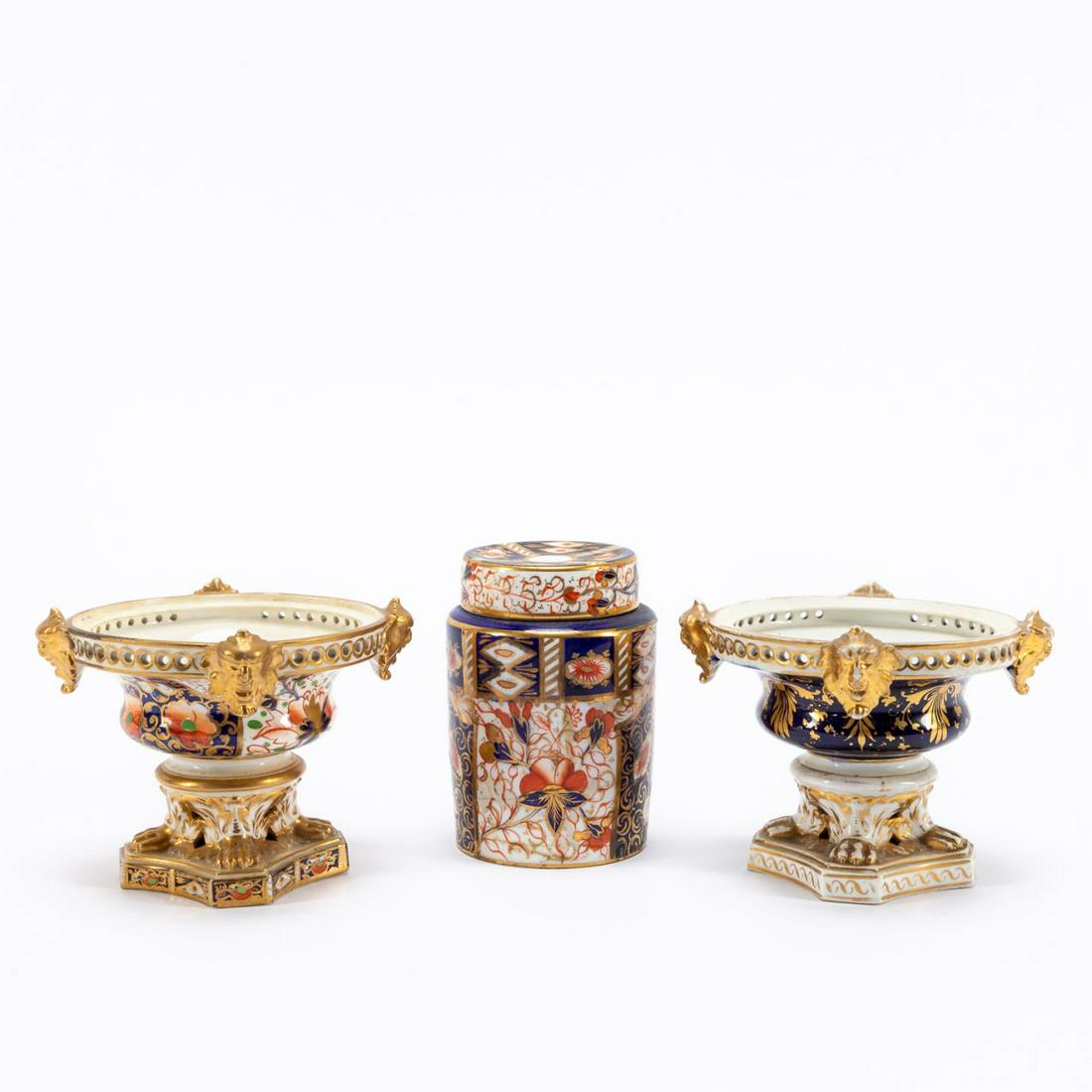 3PC ENGLISH IMARI, TEA CADDY & TWO PASTILLES (1 of 11)