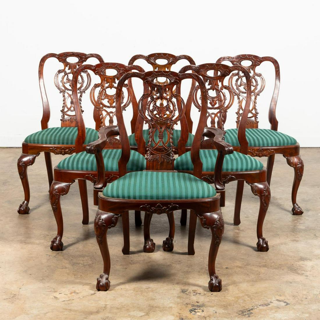 SET SIX, CHIPPENDALE-STYLE MAHOGANY DINING CHAIRS (1 of 4)