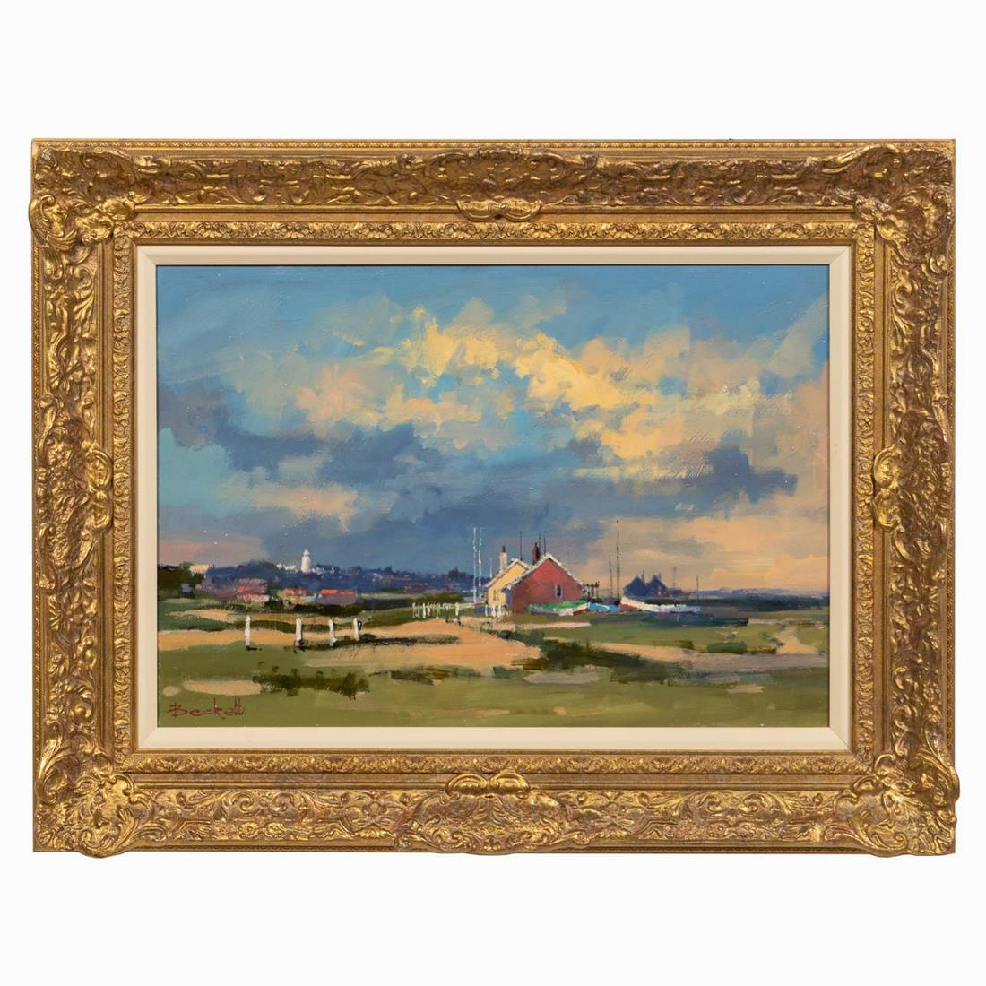 FRED BECKETT, BEACH HUTS SOUTWOLD, OIL ON PANEL (1 of 5)