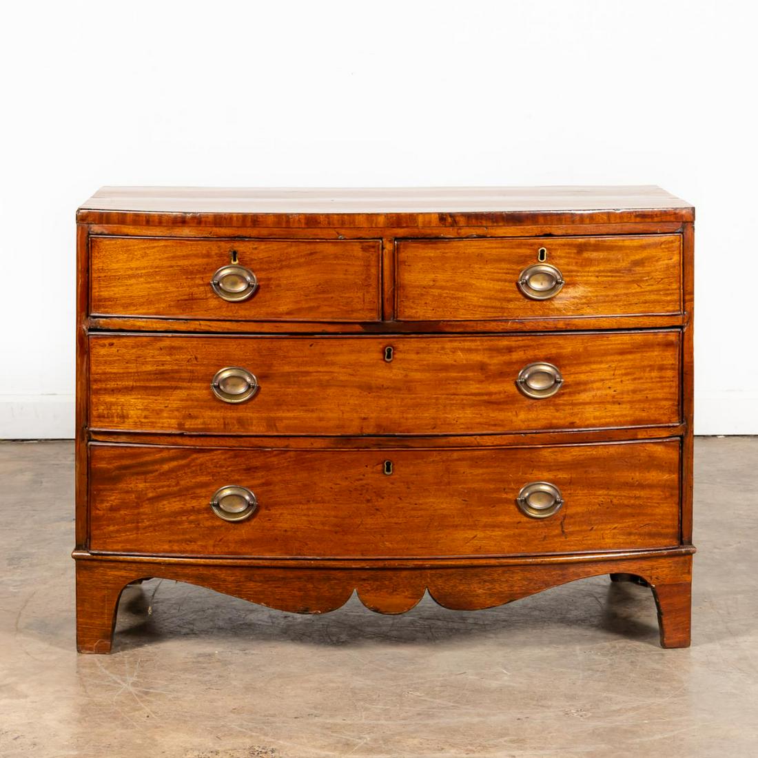 19TH C. ENGLISH MAHOGANY BOWFRONT CHEST (1 of 7)