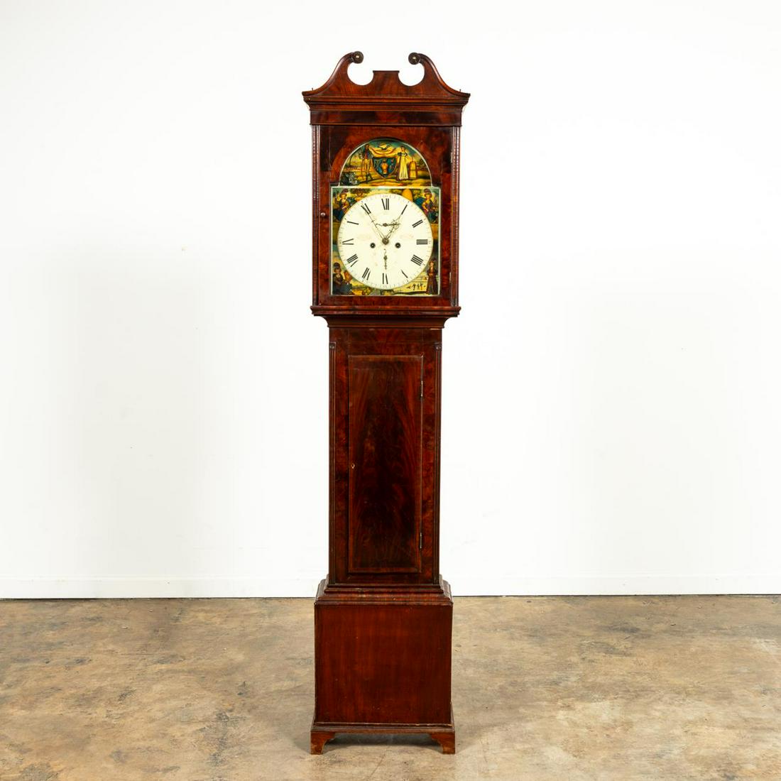 19TH C. SCOTTISH AGRARIAN MAHOGANY TALL CASE CLOCK (1 of 8)