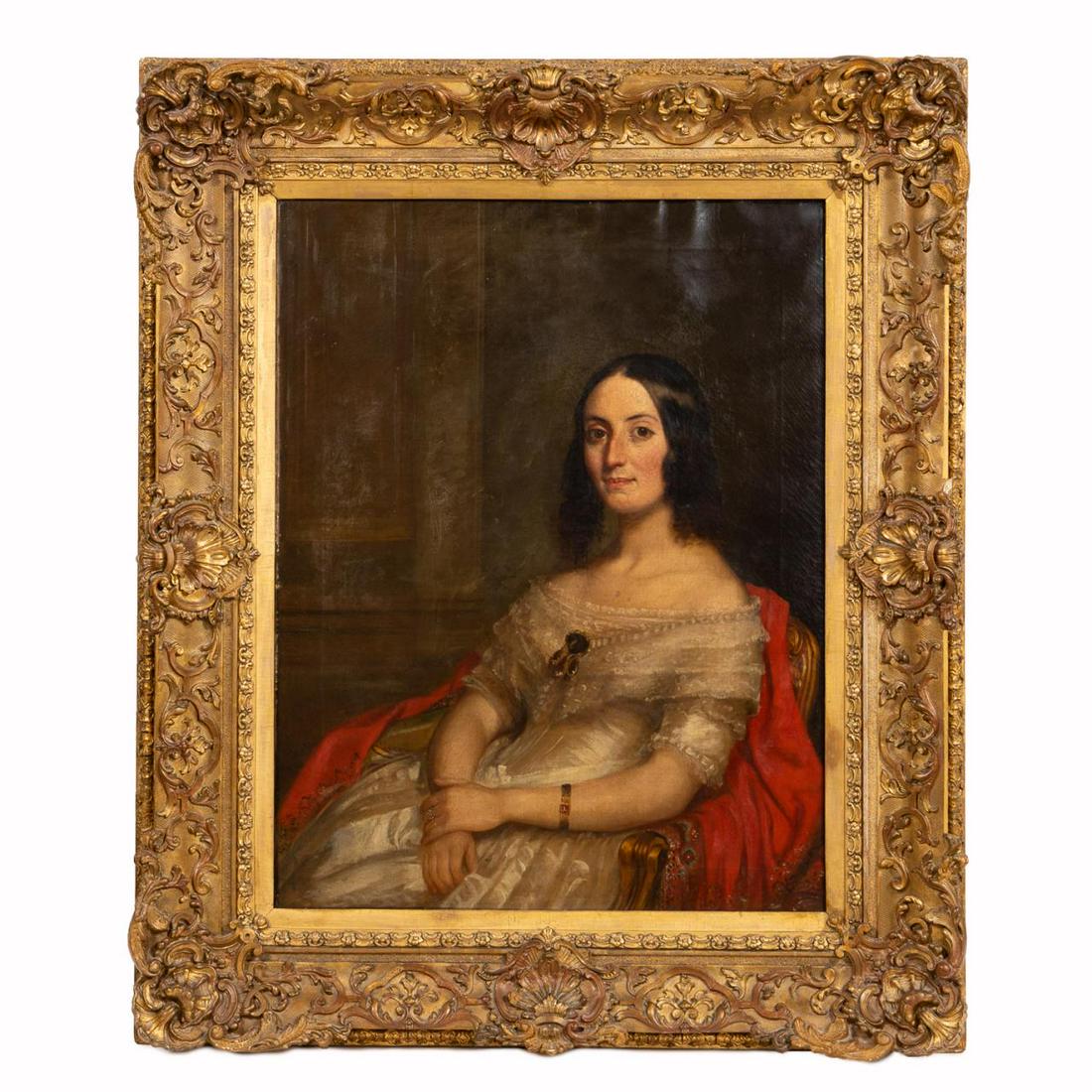 19TH C. PORTRAIT OF A YOUNG LADY, GILTWOOD FRAME (1 of 3)