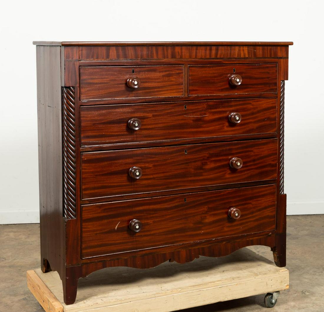19TH C. VICTORIAN CHERRY FIVE DRAWER CHEST (1 of 7)