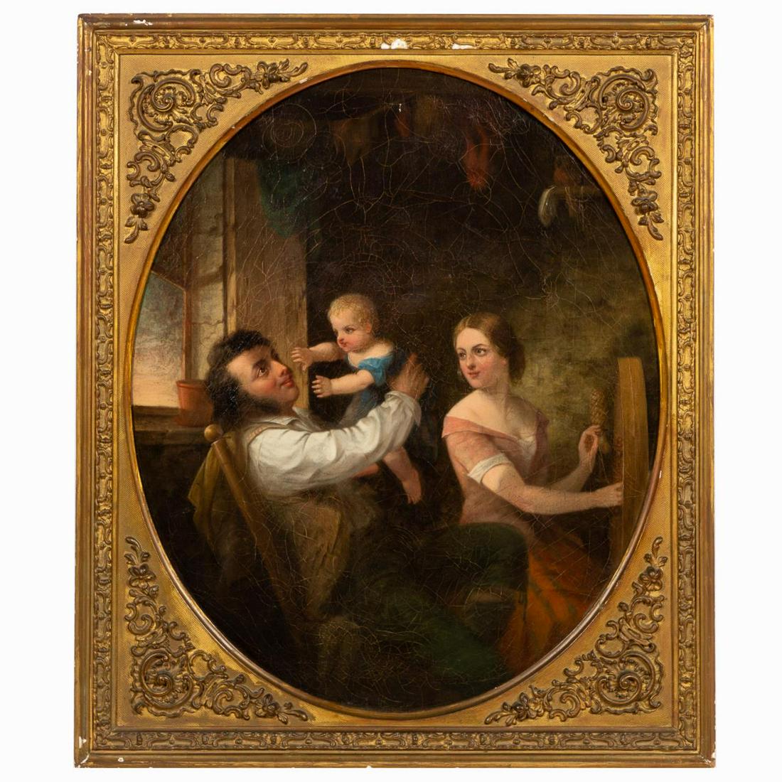 AMERICAN GENRE SCENE, FAMILY OIL ON CANVAS (1 of 3)