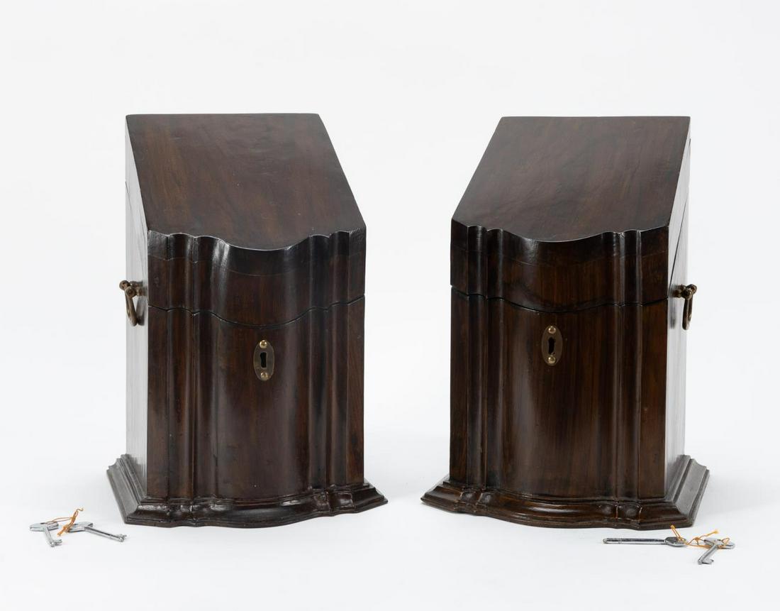 PAIR, GEORGIAN-STYLE MAHOGANY KNIFE BOXES (1 of 6)