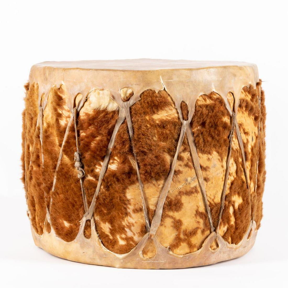 NATIVE AMERICAN RAWHIDE & HORSE HIDE DRUM (1 of 7)
