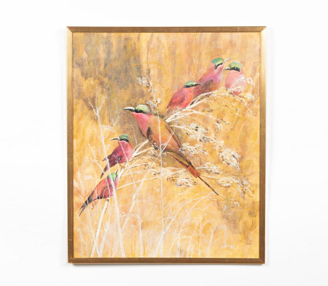 LADDIE DONALD, BIRDS IN LANDSCAPE, OIL ON BOARD (1 of 4)