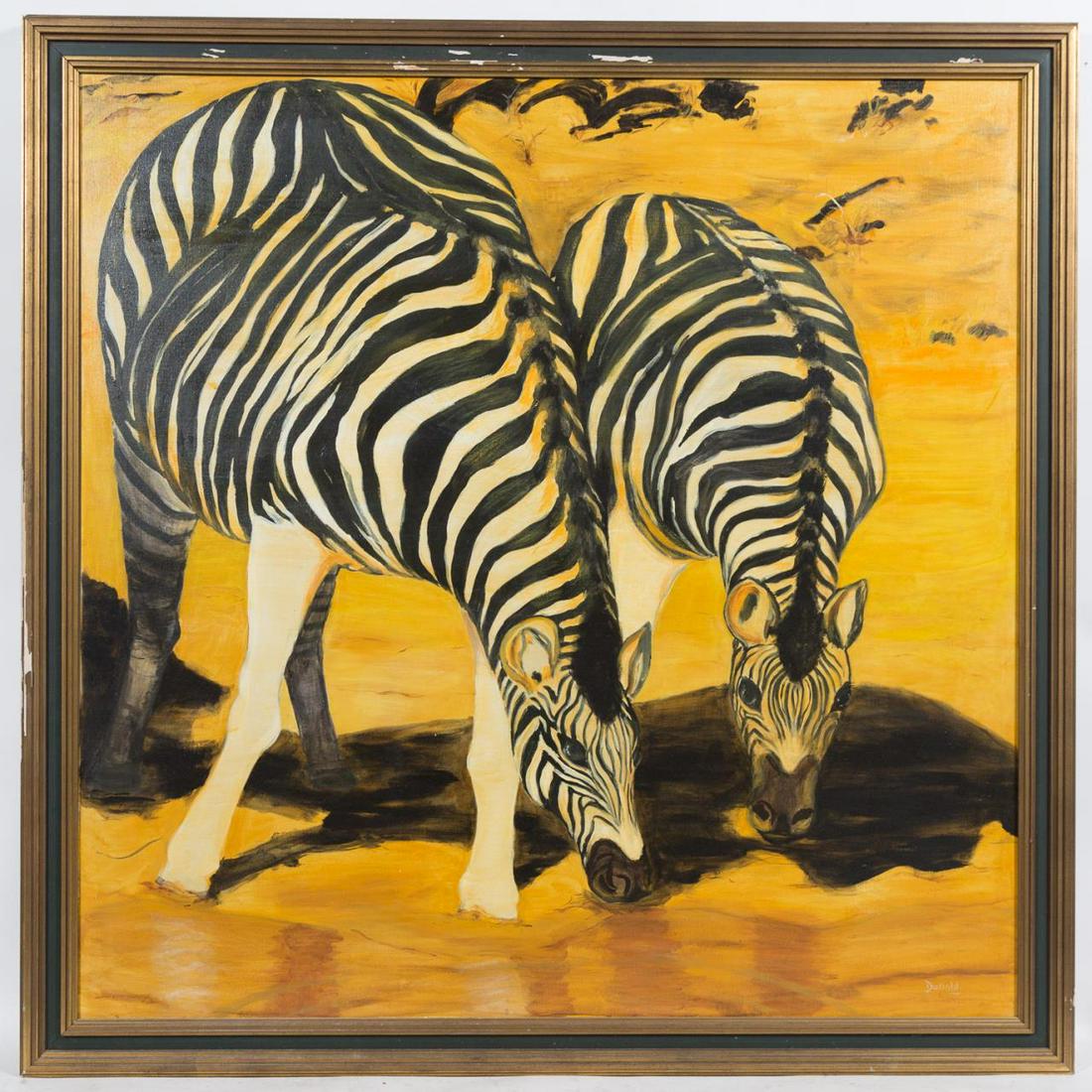 LADDIE DONALD, LARGE AFRICAN OIL PAINTING, ZEBRAS (1 of 4)