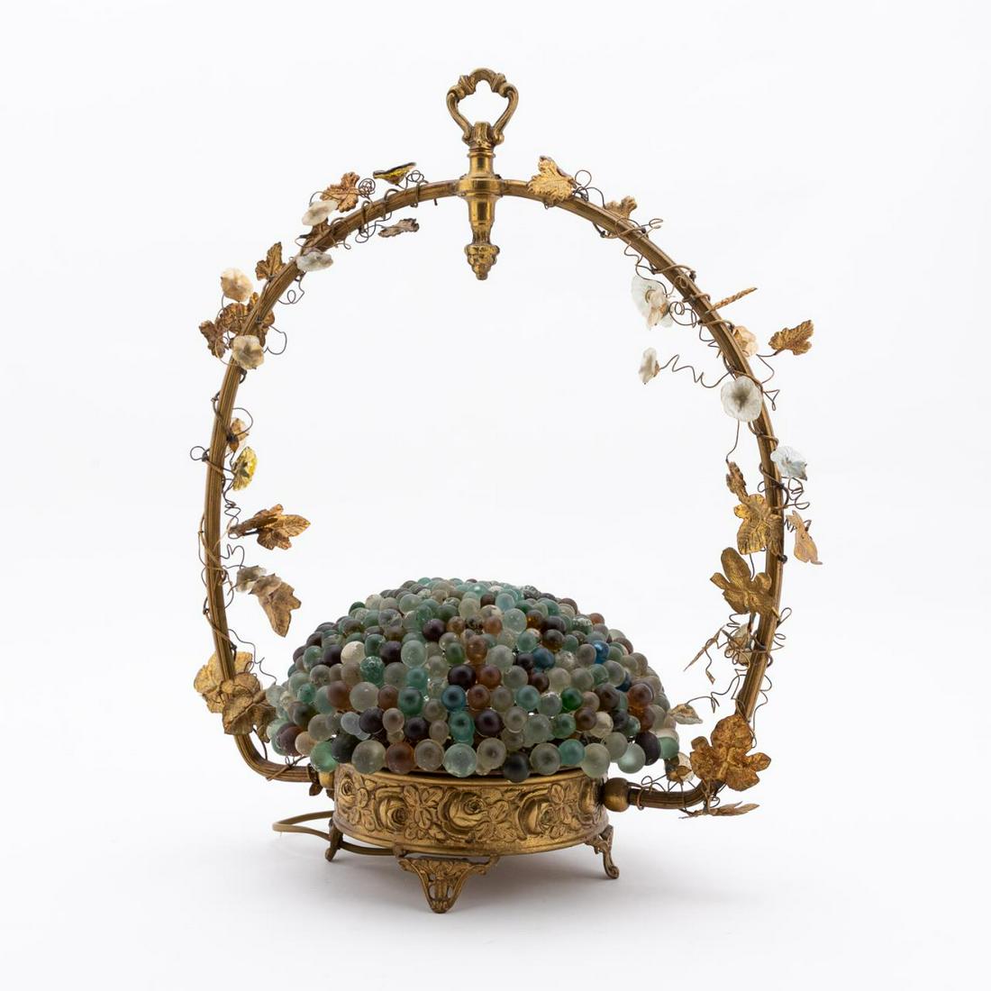 CZECHOSLOVAKIAN GLASS GRAPE BASKET LAMP (1 of 7)